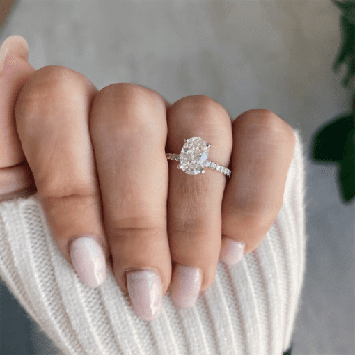 Nhẫn cầu hôn Oval Solitaire pave - ERBJ001 - Hình ảnh 4