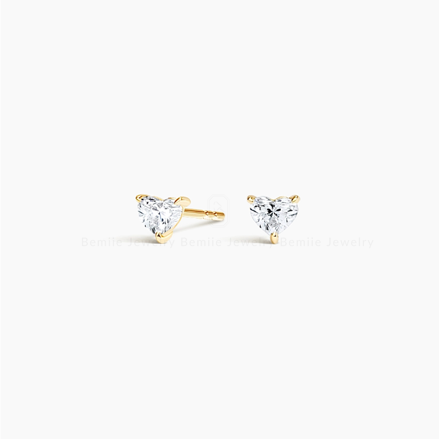 Bông tai kim cương Moissanite Trái Tim Classic Heart Stub