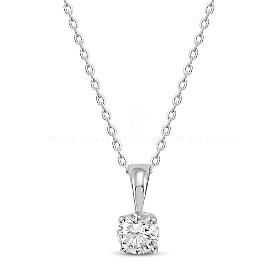 Mặt dây chuyền kim cương Moissanite Round Solitaire