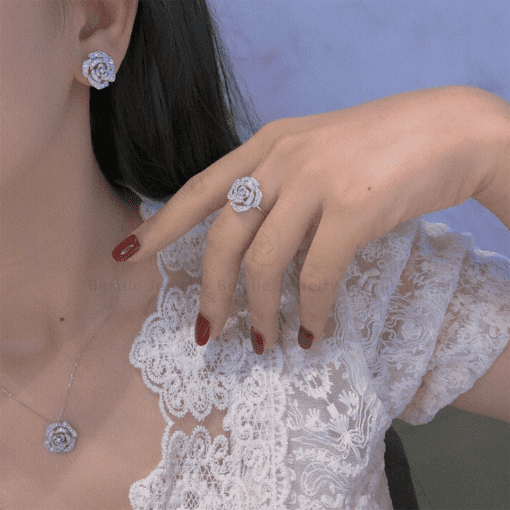 Nhẫn Nữ Kim Cương Tự Nhiên Rose Blossom 18K - RBD001 - Hình ảnh 4