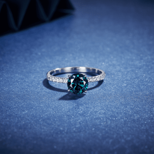 Nhẫn Kim Cương Moissanite Dark Green Solitaire RBJGRRS6.5SO