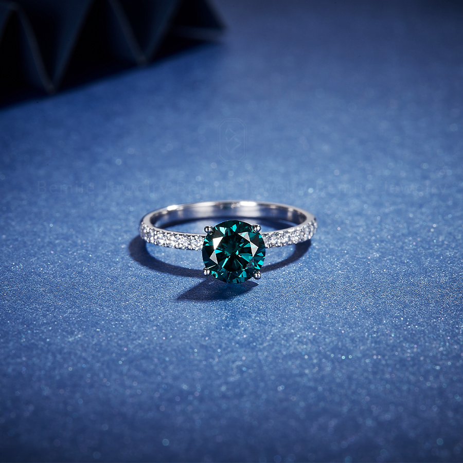 Nhẫn Kim Cương Moissanite Dark Green Solitaire RBJGRRS6.5SO