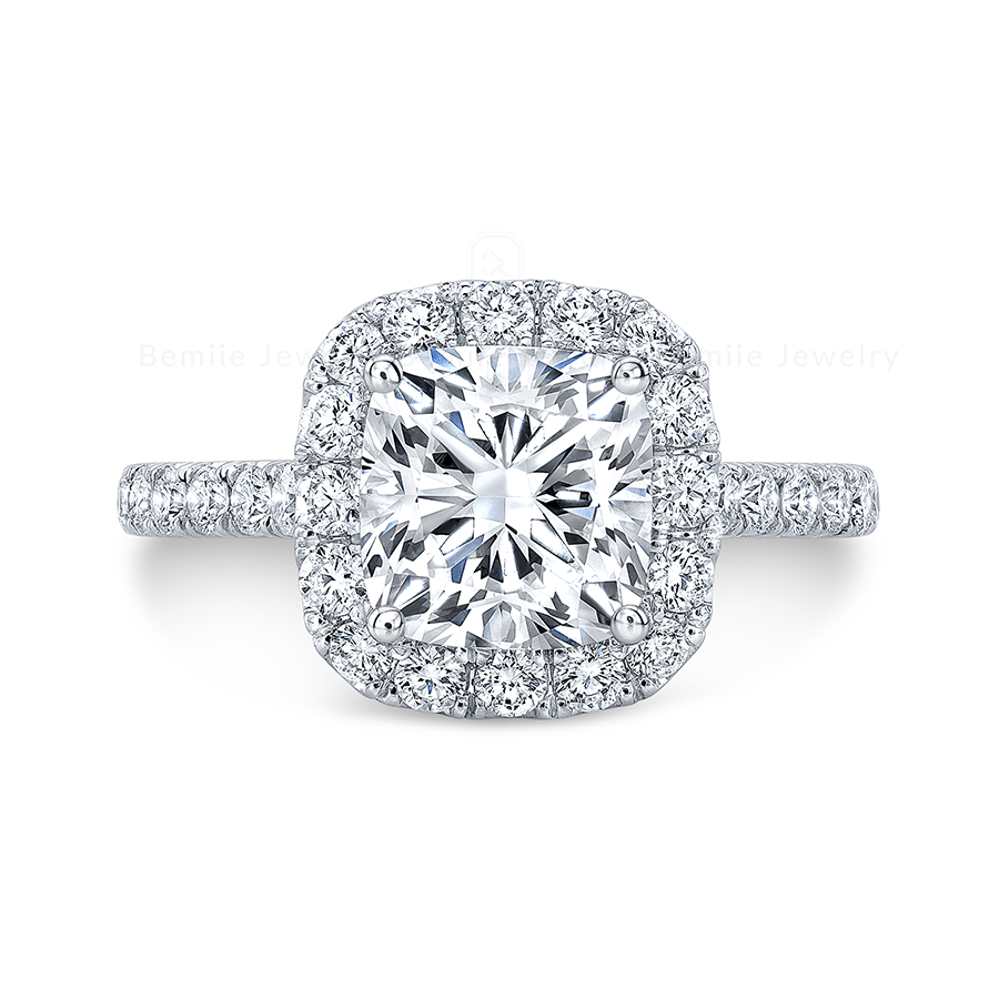 Nhẫn Nữ Kim Cương Moissanite Princess Halo Pave RBJWHPC6x6HL