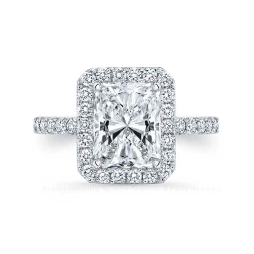 Nhẫn Nữ Kim Cương Moissanite Radiant Halo Pave RBJWHRD8x10HL