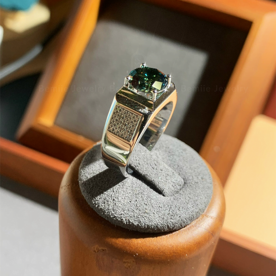 Nhẫn Nam Kim cương Moissanite Dark Green Classic MRBJGRRS10.0