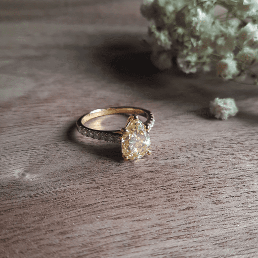 Nhẫn Nữ Light Champagne Pear Solitaire - RBJ013 - Hình ảnh 3