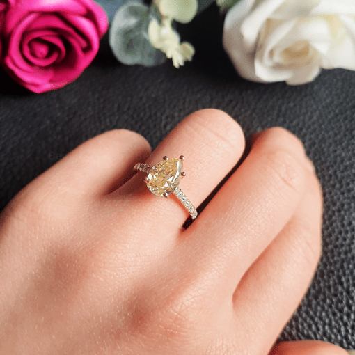 Nhẫn Nữ Light Champagne Pear Solitaire - RBJ013 - Hình ảnh 6