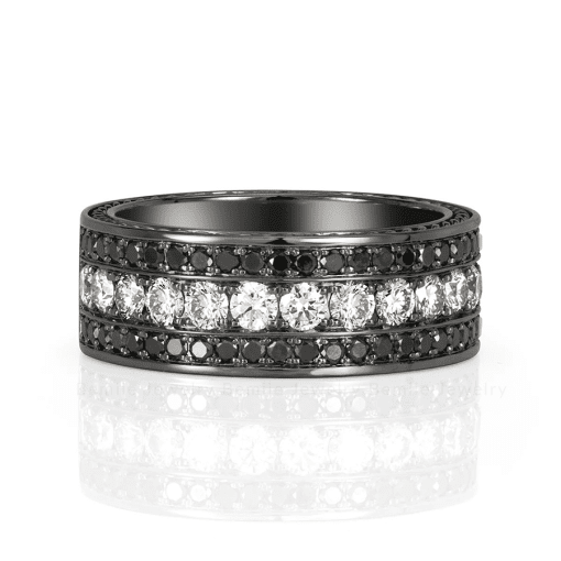 Nhẫn Nam Kim cương Moissanite Black-White Vigor Band MRBJBLRS2.5