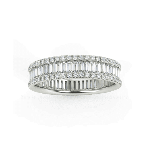 Nhẫn Nữ Kim cương Moissanite Baguette Eternity Band RBJWHBG1.5FE