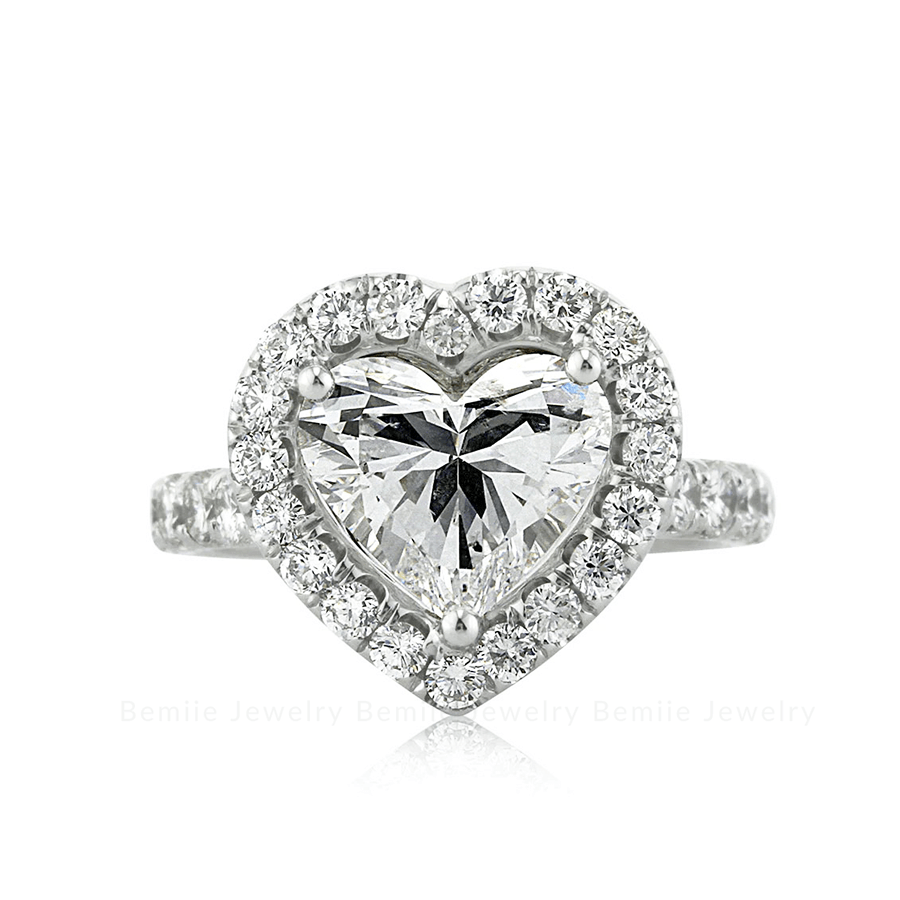 Nhẫn Nữ Kim cương Moissanite Heart Halo Pave RBJWHHR9.0HL