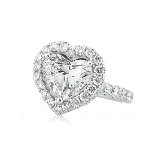 Nhẫn cầu hôn Sweet Heart Halo pave - ERBJ014 - Hình ảnh 2