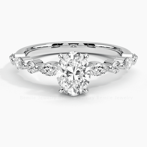 Nhẫn Nữ Kim cương Moissanite Oval Hidden Halo Pave RBJWHOV7x9HD