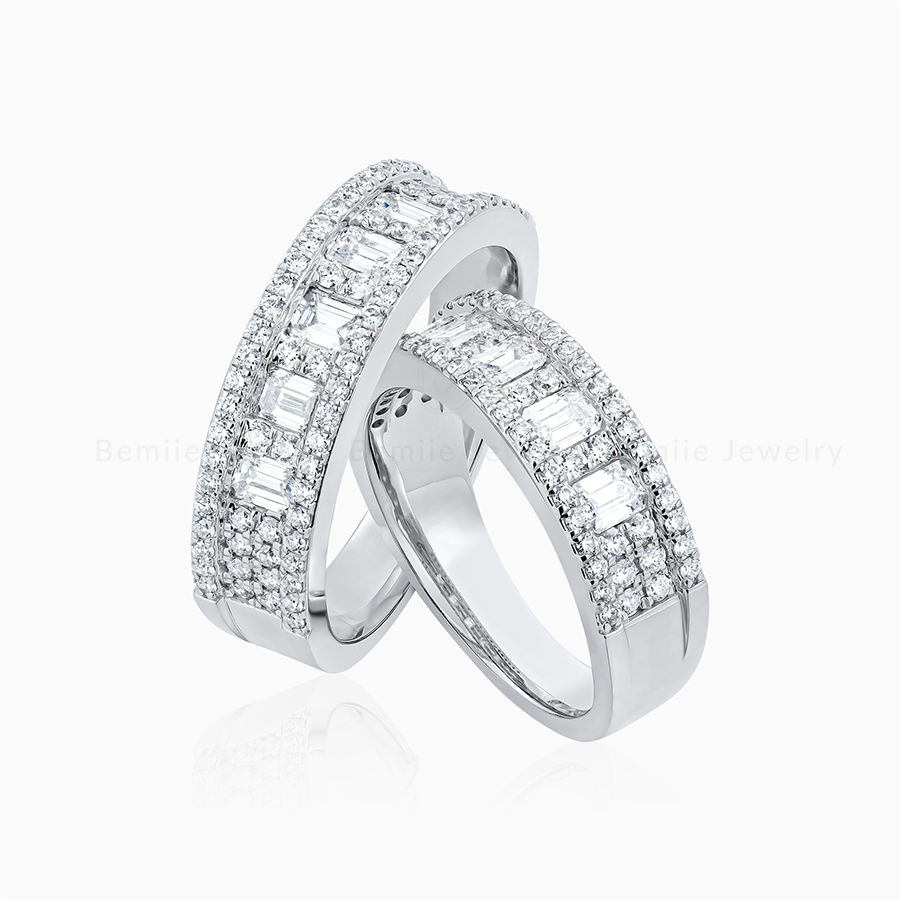 Nhẫn Cưới Kim Cương Moissanite Half Eternity Band WRBJWHBG005