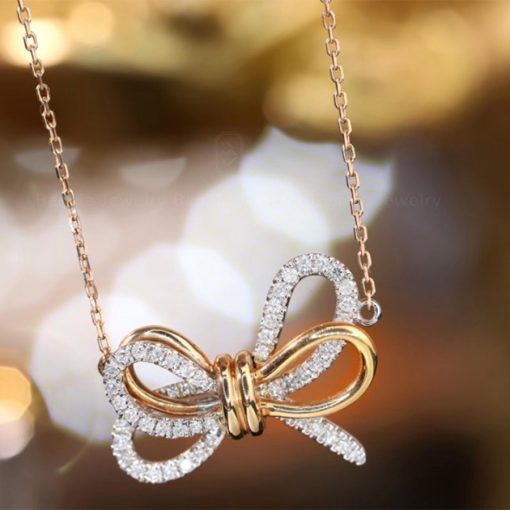 Dây Chuyền Kim Cương Tự Nhiên Sweet Knot 18K NBDWHRS18K005 - Hình ảnh 2