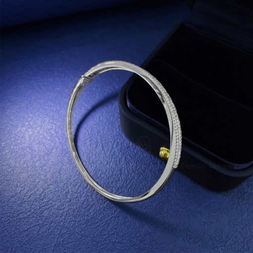 Lắc Tay Nữ Kim Cương Tự Nhiên Bangle Cuff 18K BBDWHBG18K006 - Hình ảnh 2