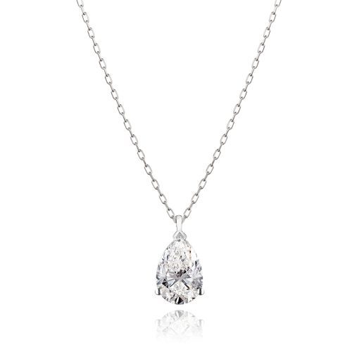 Mặt Dây Chuyền Kim Cương Moissanite Pear Solitaire PBJWHPR7x10SO