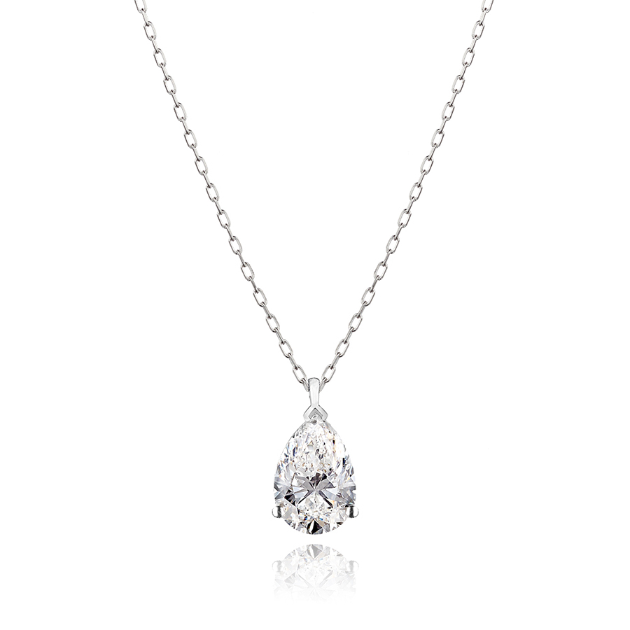 Mặt Dây Chuyền Kim Cương Moissanite Pear Solitaire PBJWHPR7x10SO