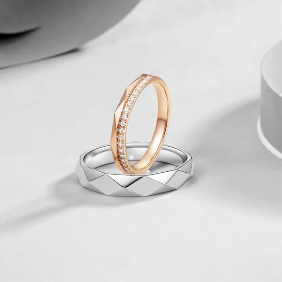 Nhẫn Cưới Kim Cương Amour Rose-White Gold Band WRBJWHRS011