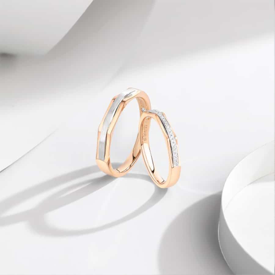 Nhẫn Cưới Kim Cương Crossing Rose-White Gold Band WRBJWHRS024