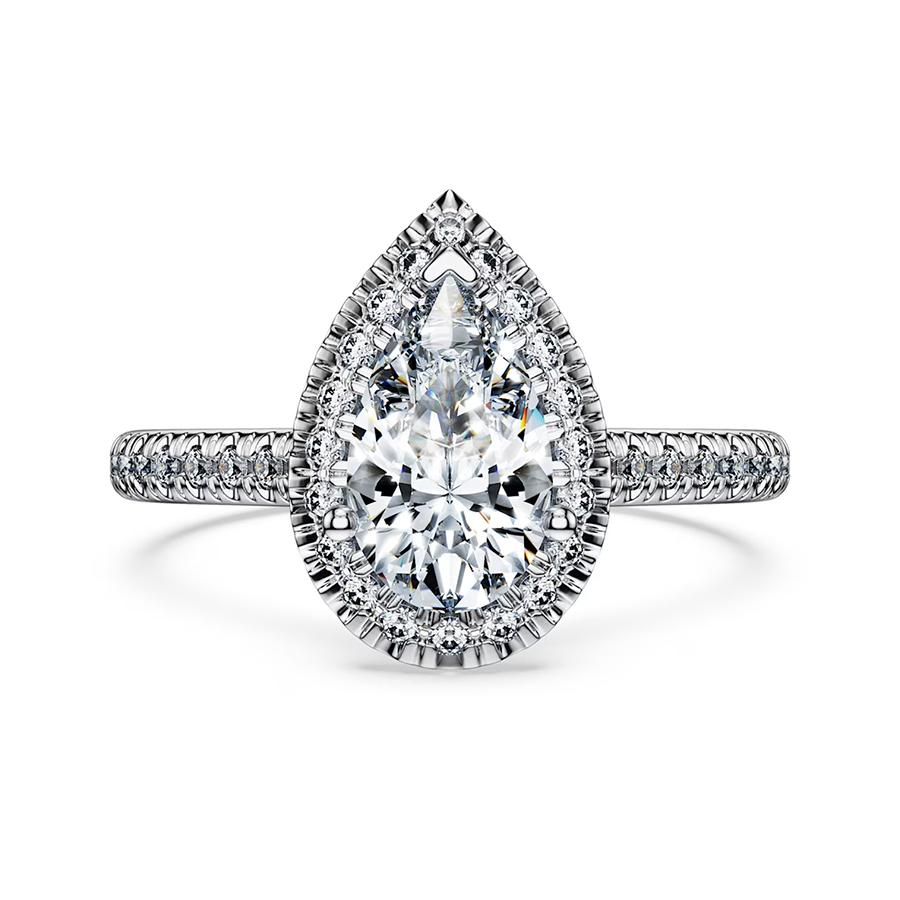 Nhẫn cầu hôn lab-grown diamond Pear Halo pavé – ERBD005-LD